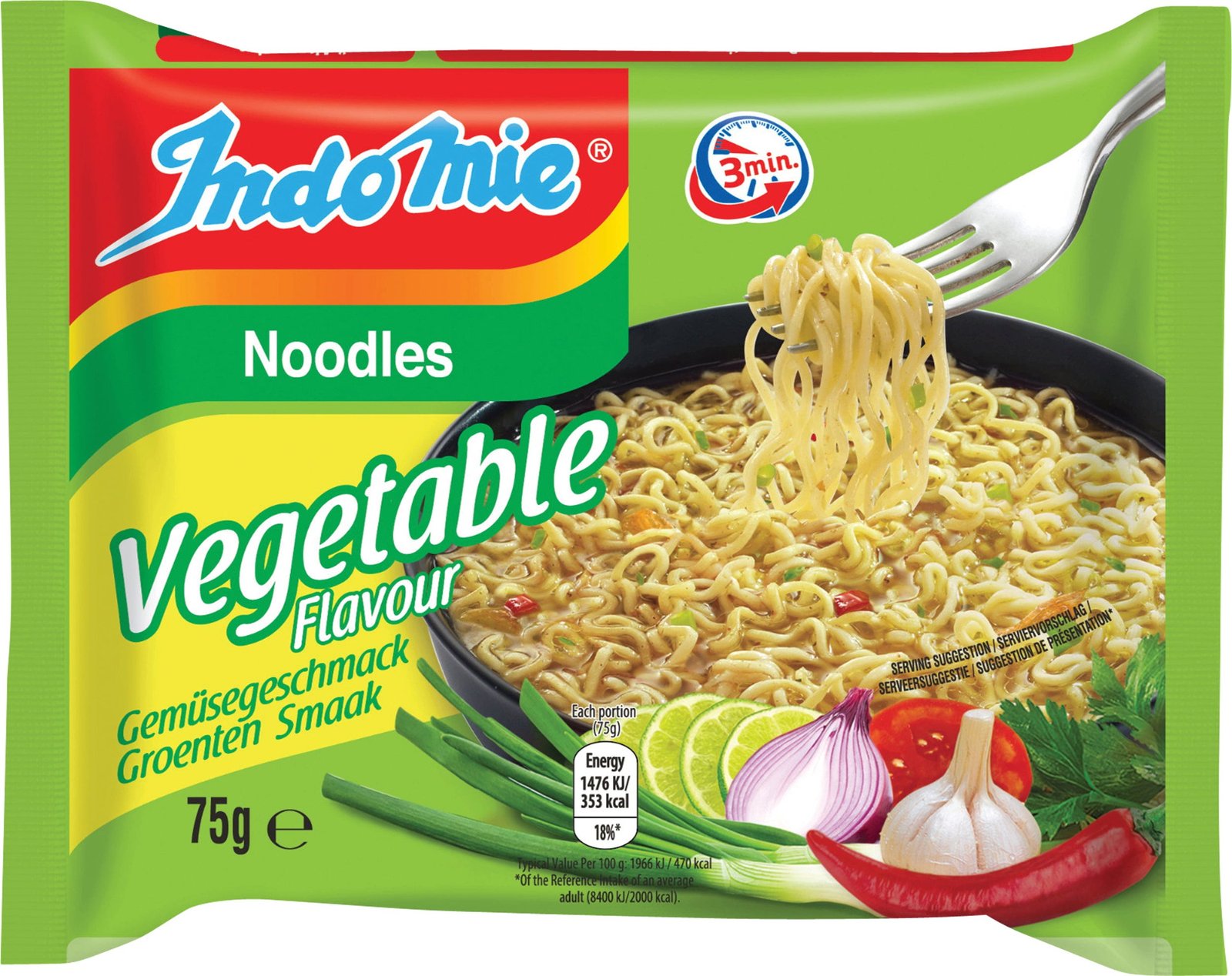 Indomie Instant Noodles Vegetable Flavour (40 Packs – 5×8) - Image 2