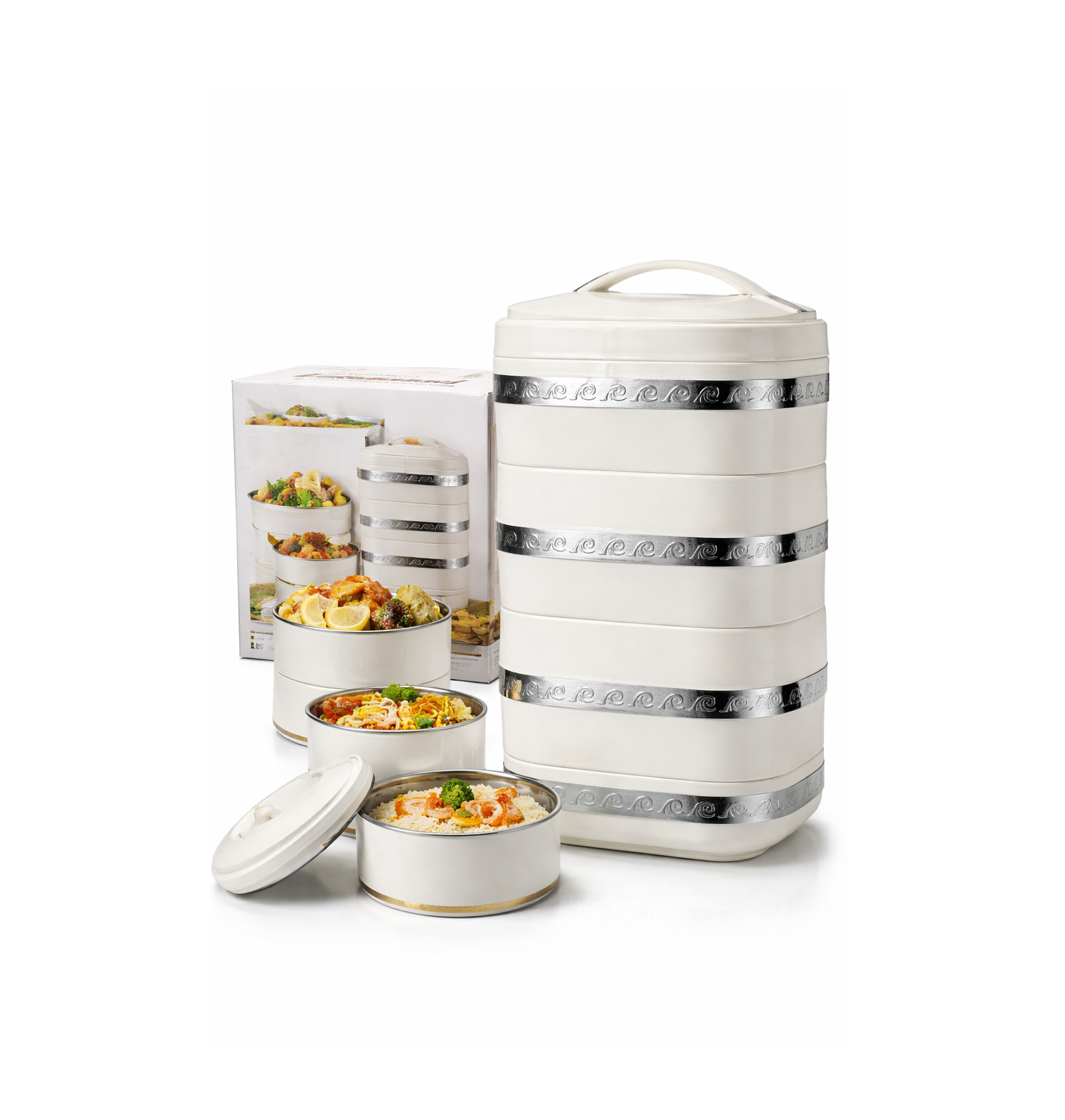 Food Container - Multi-Layer Insulated Food Container – Hot & Cold Lunch Box (Stackable Tiffin Set)