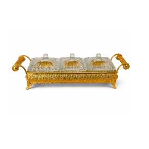 Cake Stand - 3 Horizontal Tiers Gold Base Cake Stand